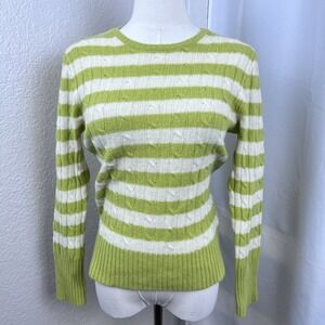 Y2K J Crew Cable Knit Sweater Womens L Fits Small Wool Cashmere Blend Academia